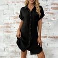thumbnail image 2 of Tauxra Shirt Dress for Women, Collared Button Down with Pocket, Short Sleeve Gauze Mini Dress in 10 Colors for Spring and Summer, 2 of 7
