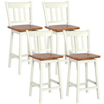 Gymax 4PCS Bar Stool 24.5'' Swivel Counter Height Chair w/ Footrest Cream