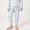 thumbnail image 4 of BXJX Girls Cotton Thermal Pants, Elastic Waist Fleece Lined Stretchy Casual Kids Loungewear Pants Blue Size 5-6 T, 4 of 6