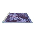 thumbnail image 2 of Ahgly Company Machine Washable Indoor Square Abstract Blue Modern Area Rugs, 6' Square, 2 of 4