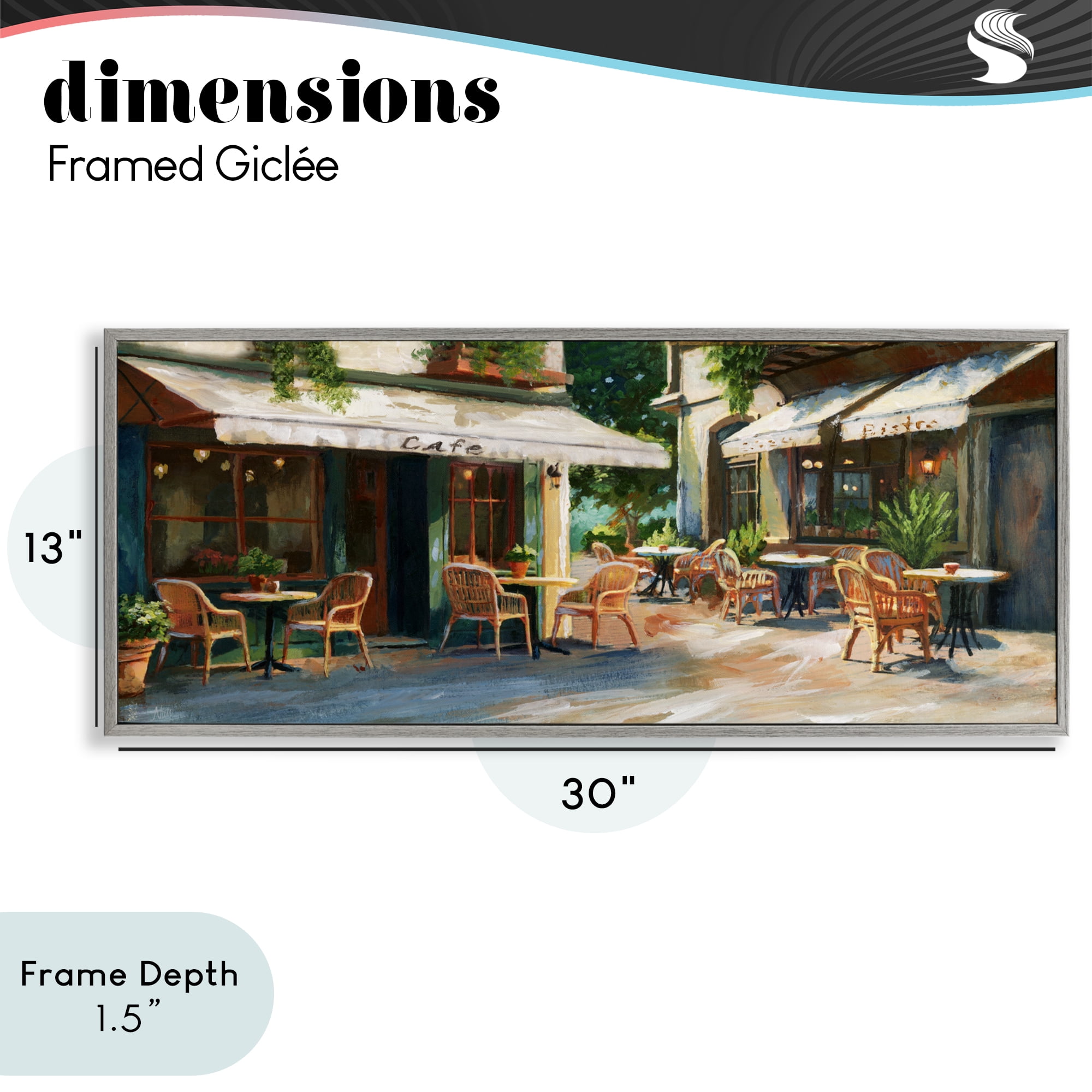 Stupell Industries Sunlit Outdoor Parisian Cafe Gray Framed Giclee Art, design by Nan