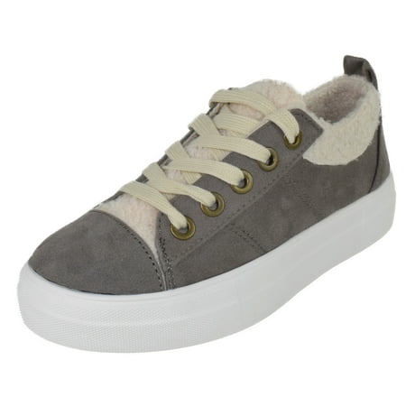 

Soda Flat Women s Shoes Lace Up Loafers Casual Sneakers Synthetic Fur Hidden Flatform ENDEAR-G Suede Gray 5.5