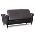 thumbnail image 4 of Modern Faux Leather End of Bed Storage Bench with Rolled Arms, Flip Top Upholstered Storage Ottoman Nailhead Trimmed Sofa Stool with Solid Wood Legs for Bedroom Living Room, 4 of 15