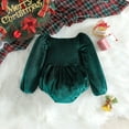 thumbnail image 4 of Edvintorg 3-18Months My First Christmas Baby Girl Romper Dress Velvet Smocked Fall Winter Dress Christmas Birthday Dress Rompers Jumpsuit Long Sleeve, 4 of 7