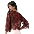 thumbnail image 4 of Miutii Women Sequin 1920s Hollow Lace Bolero Cardigan Summer Cropped Jacket Shrug for Dresses Red One Size, 4 of 9