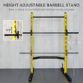 thumbnail image 5 of Soozier Adjustable Squat Rack with Pull Up Bar and Barbell Bar, Multi-Function Bench Press Weight Lifting Equipment, Yellow, 5 of 10