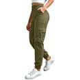 thumbnail image 4 of LIIPEE Womens Cargo Pants Casual Solid Color Elastic Waist Loose Tapered Leg Pants With Pockets Ladies Breathable Everyday Trousers,XXL, 4 of 5