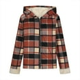 thumbnail image 4 of Women's Oversized Zip Up Hooded Plaid Coat Jacket Long Sleeve Casual Outerwear Tops with Pockets Warm Winter Fashion | CSEONE,Rose Gold L, 4 of 8
