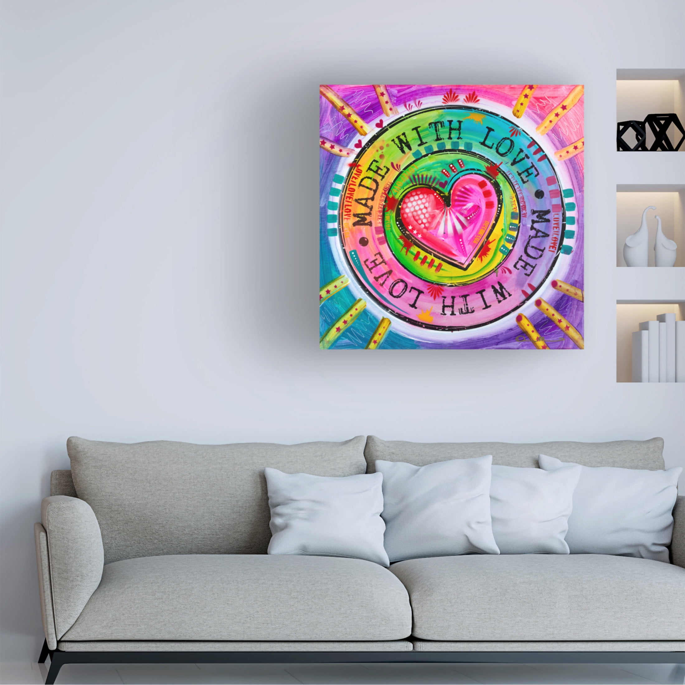 Canvas Wall Art - Dean Russo 'Made with Love' Wall Art for Living Room, Bedroom, or Office Décor by Trademark Fine Art - 18 x 18 Inches