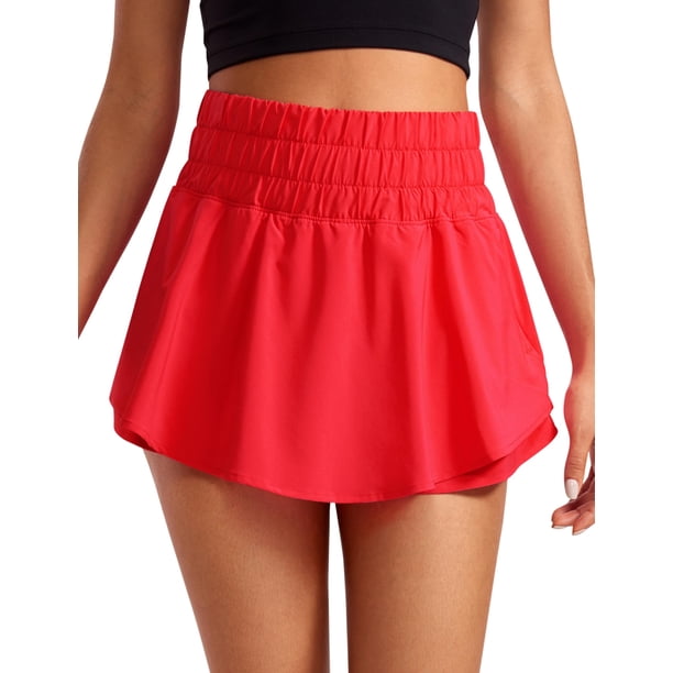 Shorts con falda CRZ YOGA con volantes, cintura alta y bolsillo con cierre XS