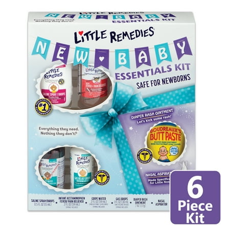 Little Remedies New Baby Essentials Kit, 6 Piece Kit for Baby's Nose and Tummy