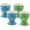 Green & Blue, variant on Egg Cup Cute Ceramic Soft-Boiled Egg Holder Hen Chicken Rooster Theme - Set of 4 (Green & Pink)