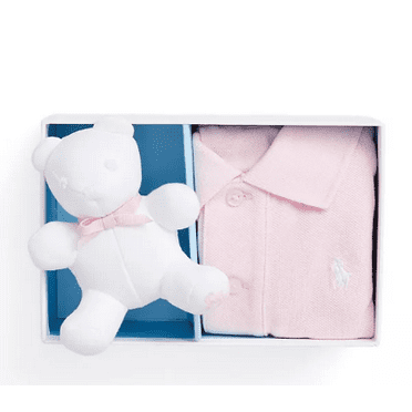 RALPH LAUREN Baby Boys or Girls Cotton Mesh Polo Shirt , Bear Gift Set, 12 M