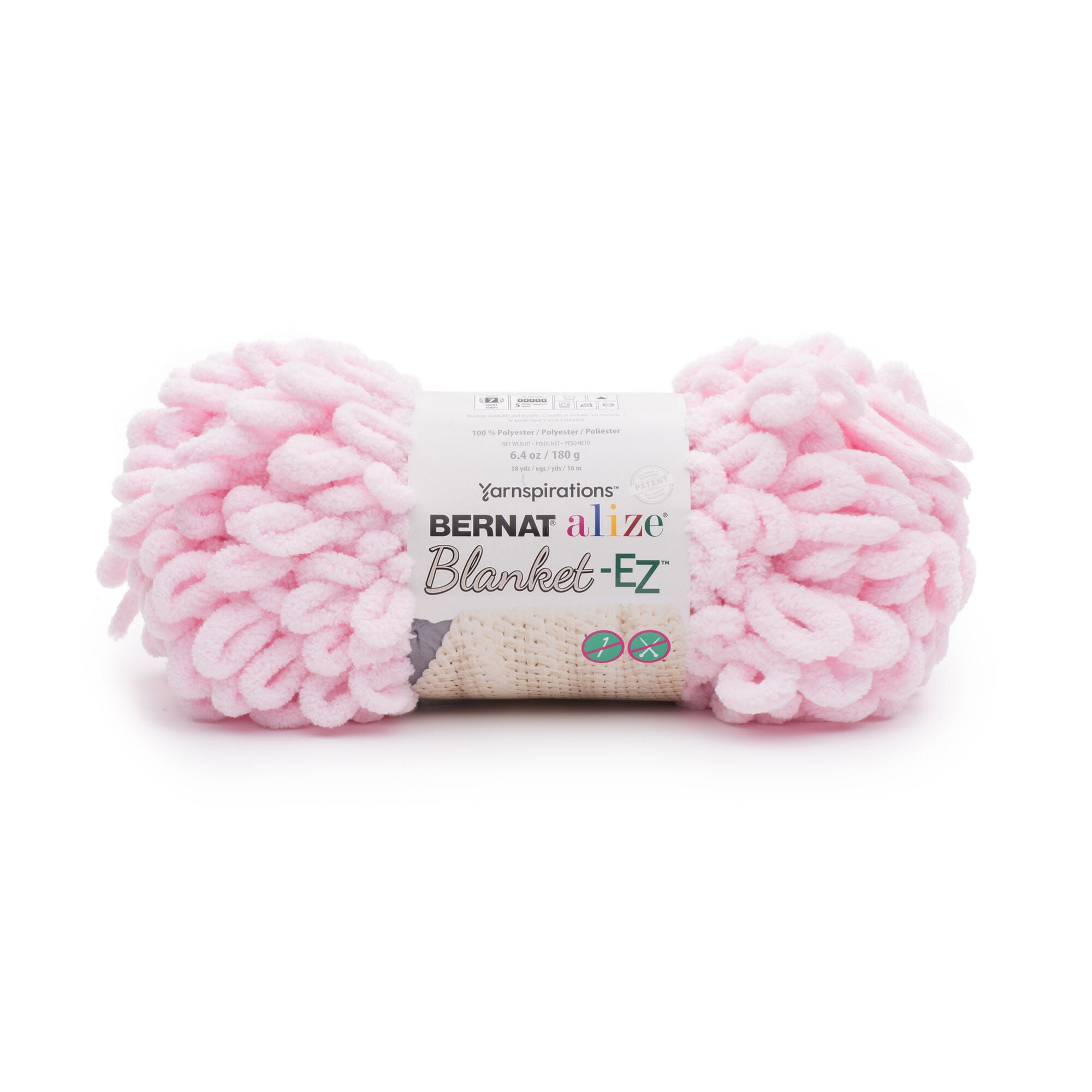 Bernat Jumbo 100% Polyester Powder Pink Yarn, 18 yd