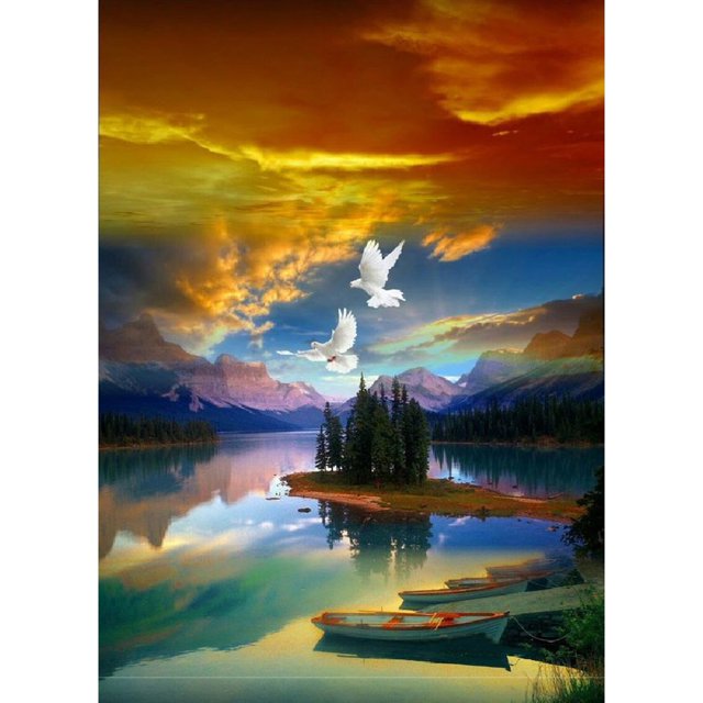 Pintura de diamante (DE1557) Isla del lago Imagen de diamantes de imitación redonda completa Juego de bricolaje 30x40cm 30x40cm FLhrweasw Nuevo
