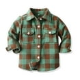 thumbnail image 2 of CAICJ98 Toddler Baby Boys Girls Plaid Shirts Jacket Long Sleeve Lapel Boys Flannel Button Down Shirt Top Outwear Fall Winter Clothes (Light Green,4-5 Years), 2 of 5