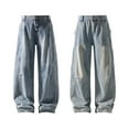 thumbnail image 7 of Chiccall Men's Barrel Baggy Jeans Wide Leg Hip Hop Jeans Loose Oversized Patchwork Denim Pants, 7 of 7