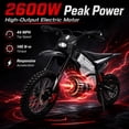 thumbnail image 5 of SYKERUNS X5 Adult Electric Dirt Bike, 2600W, Up to 44MPH, 48V 20Ah, 14"/12" Tires, Black, 5 of 9