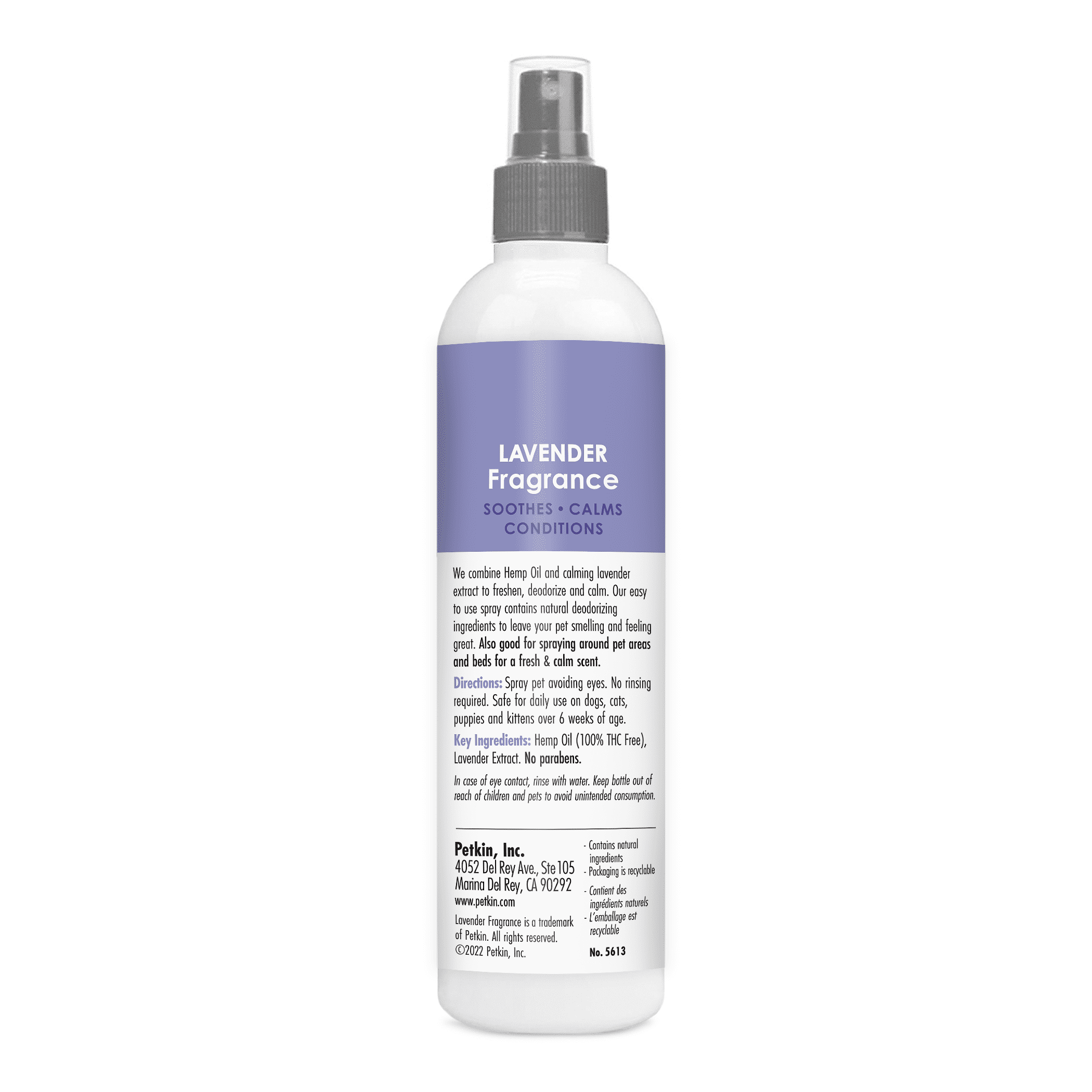 Petkin Ready-to-Use Lavender Fragrance with Hemp Oil for Dogs and Cats - 8 fl oz