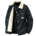 thumbnail image 1 of Men's Turn Down Collar Workwear Snap Button Pocket Thickened Coat, Long Sleeve Casual Jacket for Daily Outdoor Use, Polyester Material, Hand Wash Cold, Sizes M to 5XL, 1 of 6