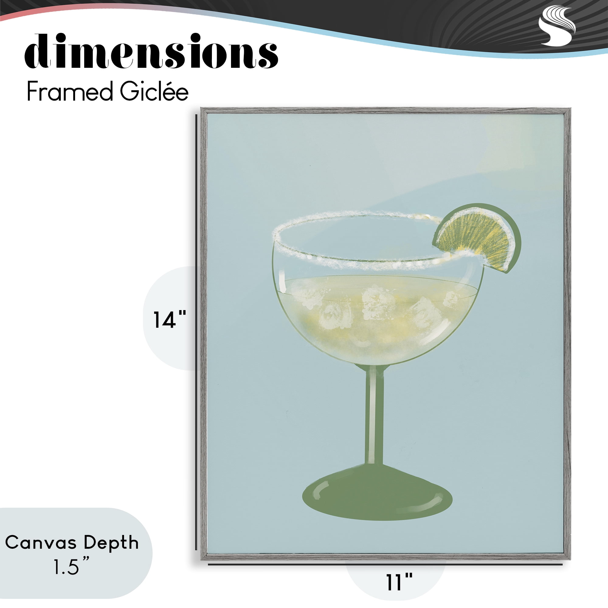 Stupell Industries Margarita Glass over Blue Gray Framed Giclee Art, design by Robin Maria