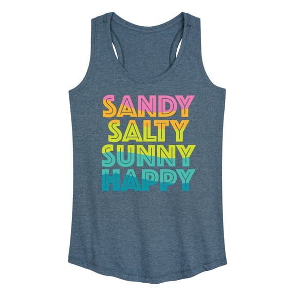Instant Message - Sandy Salty Sunny Happy - Women's Racerback Tank Top