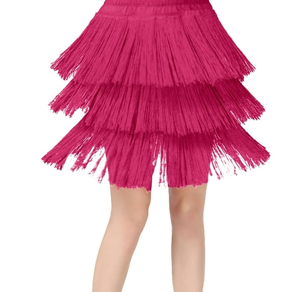 Kcodviy Kids Girls Tassel Dance Christmas Dresses for Toddler Girls Skirt Latin Ballroom Layered Tulle Gown Fringe Dancewear
