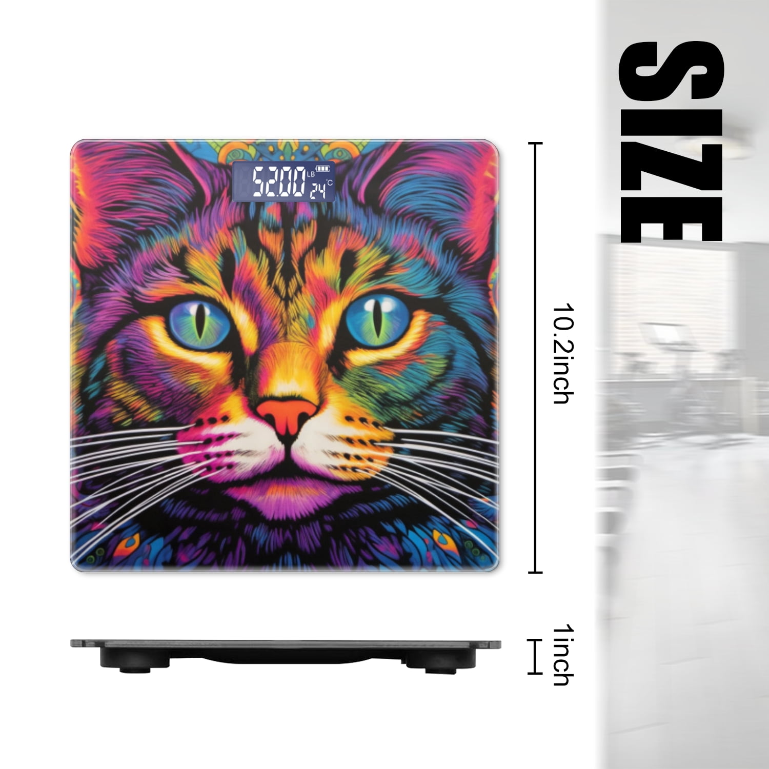Digital Bathroom Scale with Large LCD Display,High Capacity Scale 400 lbs High Precision body fat scale-Exquisite Colorful Cats