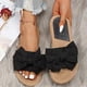 thumbnail image 5 of Sandalias planas abiertas Slotas de nudos de arco Sandalias al aire libre Boho (37) Negro, 5 of 9