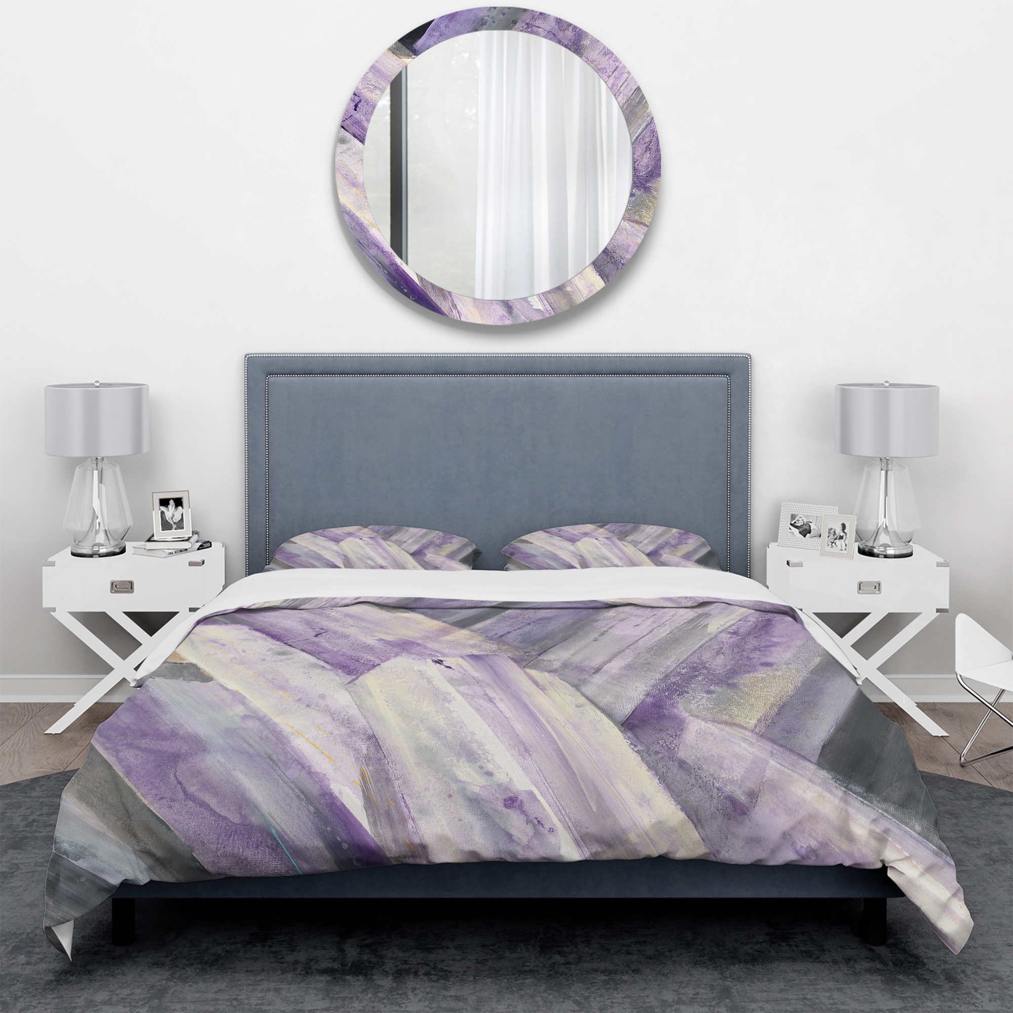 Designart 'Geometric Purple Glacier' Geometric Duvet Cover Set