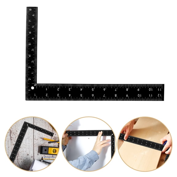 Milisten Professional Carpenter Steel L-Square Ruler Black for Woodworking, Framing, and Precision Measuring