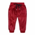 thumbnail image 5 of Elainilye Fashion Kids Girls Sweatsuit Winter Golden Velvet Hairball Hooded Pullover Sweatshirt Long Sleeve Top Casual Pants Suit,Red, 5 of 8