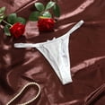 thumbnail image 4 of Xijirk Panties for Women,Low Rise Satin Thong Underwear Adjustable with Bow Detail Peach Enhancer Comfortable Lingerie for Casual Wear,Womens Underwear,White,L, 4 of 4