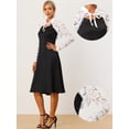 thumbnail image 2 of Bolero transparente de ganchillo elegante con cuello alto y hombros descubiertos de encaje para mujer Blanco L, 2 of 6