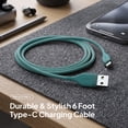 thumbnail image 2 of Powertek Ultra 6ft USB-A to USB-C Cable, Teal, Braided Silicone, Ultra-Smooth Data Transfers, Durable Tangle-Resistant Charging Cable, 2 of 6