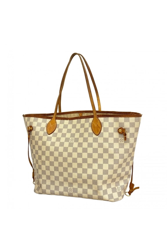 Pre-Owned Louis Vuitton Damier Azur Neverfull MM Tote Bag N51107 White Women's