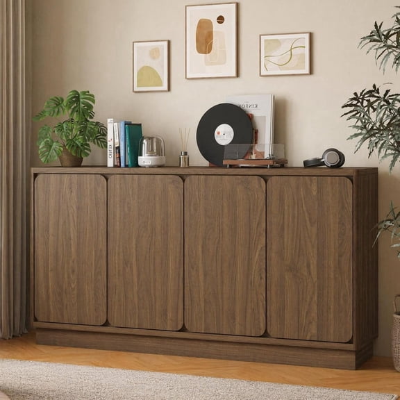 59'' Sideboard Buffet Cabinet with 4 Doors,Kitchen Sideboard with Storage,Modern Accent Storage Credenza Cabinet,Coffee Bar Station for Living Room,Dining Room,Entryway (Walnut)