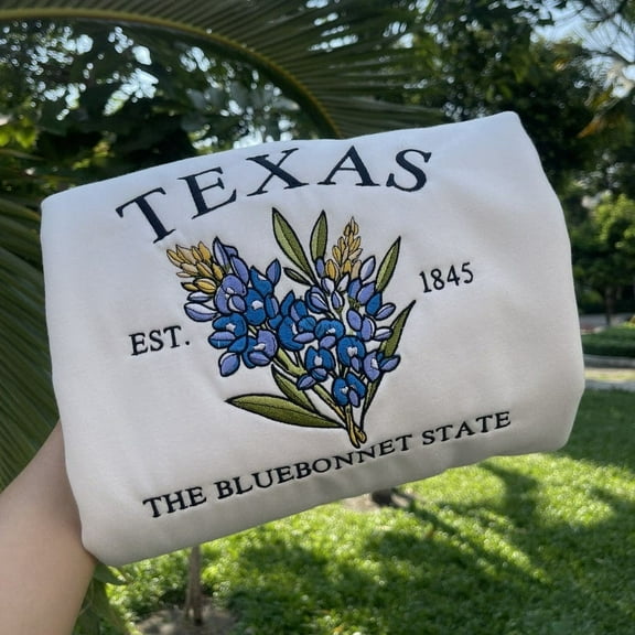 Embroidered Texas Bluebonnet Sweatshirt