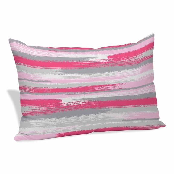 Pink Gray Stripes Pillow Covers, Linen Long Throw Pillow Case, Watercolor Modern Abstract Minimalist Holiday Pillow Protector Decorative Cushion Cover for Living Room/Bedroom 20" x 36"