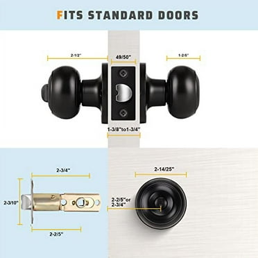 KNOBWELL 6 Pack Privacy Door Knob for Bedroom and Bathroom, Matte Black Door Knob for Interior Door, Keyless Door Knob with Lock, Interior Door Handle Knobs