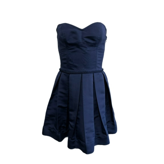ANNE LEMAN Women's Navy Strapless Pleated Fabiola Dress SP91DR14 Size 8