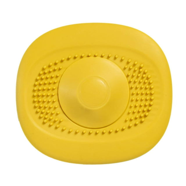 Colador de silicona para desagüe de suelo, antiobstrucción, desodorante, recogedor de pelos, fregadero amarillo