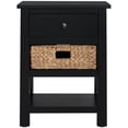thumbnail image 3 of eHemco X-Side Solid End Table Nightstand with Drawer, 2 Storage Shelves and Wicker Basket, Black, 3 of 8