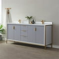 thumbnail image 5 of Vinnova Granada 72" White Faux Stone Top Double Vanity in Paris Gray No Mirror, 5 of 12