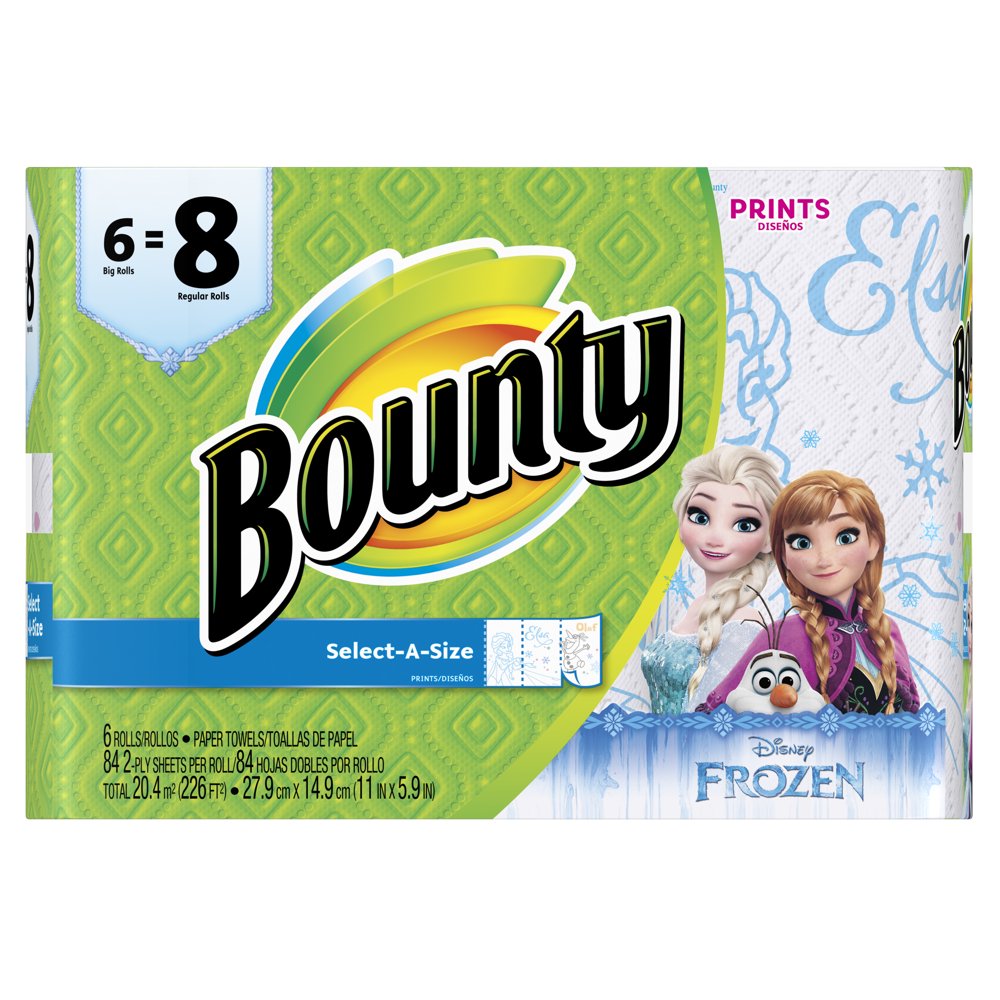 Bounty Paper Towels, SelectASize, Disney Frozen Print, 6 Big Rolls