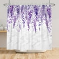thumbnail image 3 of SUNOLIFE Purple Floral Shower Curtain,Flowers Plants Waterproof Fabric Bathroom Curtain with Hooks,72x72 in, 3 of 8