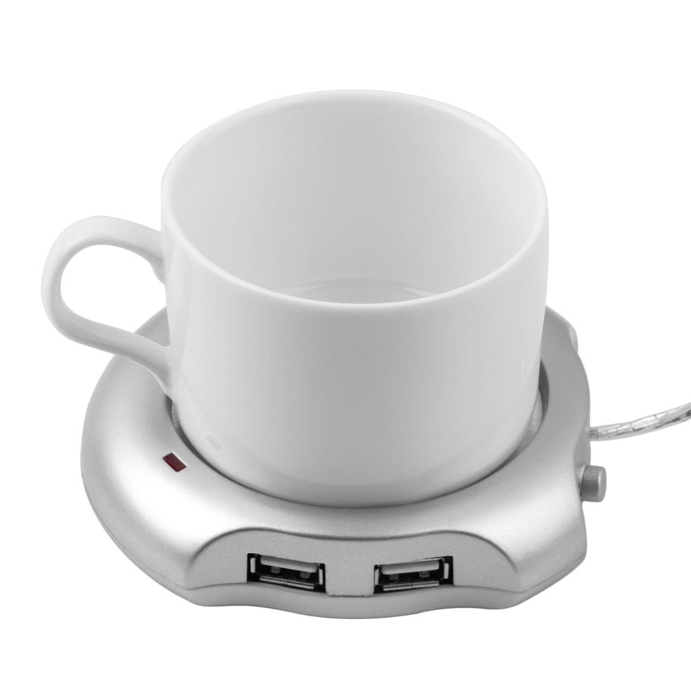USB Tea Coffee Cup Mug Warmer Heater Pad with 4 Port USB Hub PC Laptop