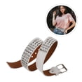 thumbnail image 6 of 2 PCS Studded Belt Punk Ratchet Waist Goth 's White, 6 of 8