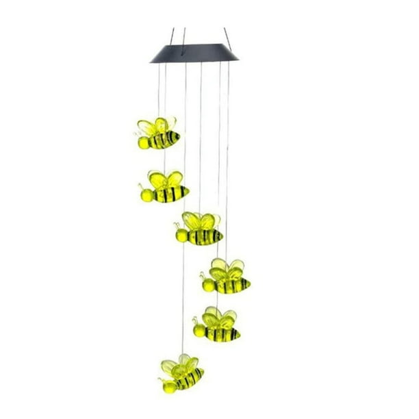 Bewildely Lámparas de carillón de viento Multicolor, luz alimentada por energía Solar a prueba de agua, luces colgantes de campana, lámpara colgante Iluminación y accesorios Negro Bewildely HA073493-01