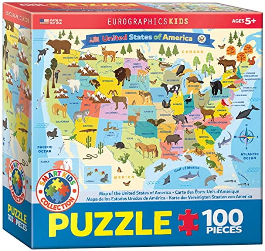 EuroGraphics Illustrated Map of The United States of America 100-Piece Puzzle